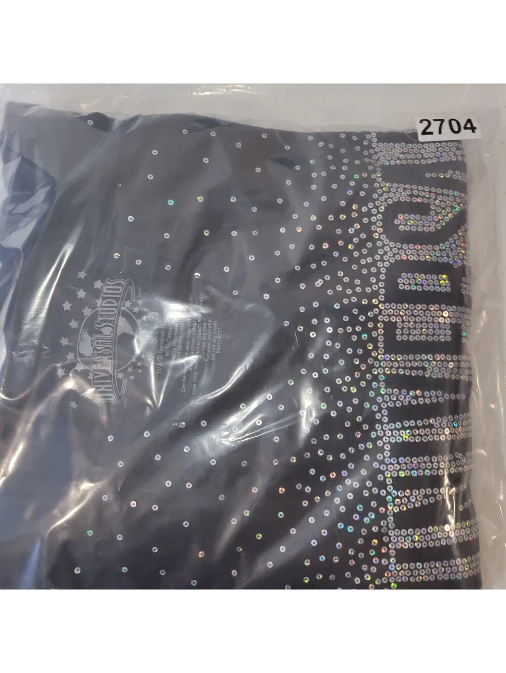 Universal Studios Women's Black Sequin Hooded Sweatshirt Pullover Top Size S